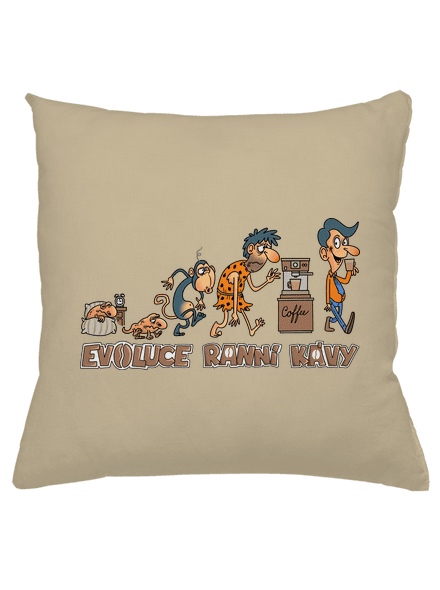Evoluce ranní kávy polštář Beige