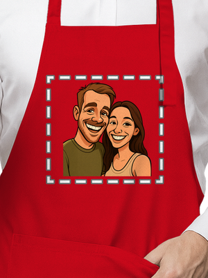 Karikatura z vlastní fotky zástěra Red