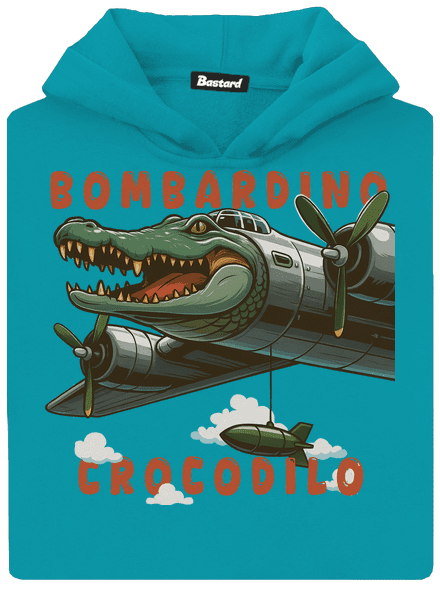 Bombardino Crocodilo – Italian Brainrot dětská mikina klokanka Hawaiian Blue