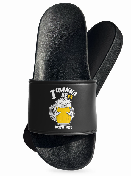 I wanna beer pantofle Black