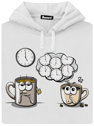 Čaj o páté, káva stále dámská mikina klokanka White