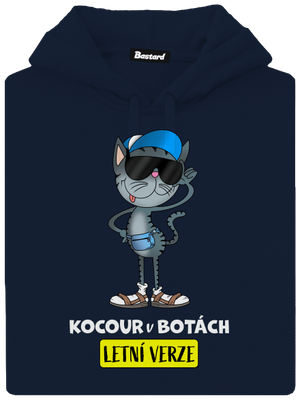 Kocour v botách pánská mikina klokanka Navy