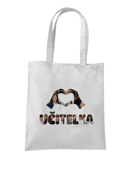 Nápis pro učitele z vlastních fotek taška White