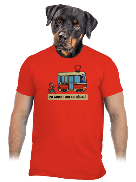 Za mnou holky běhají pánské tričko Fiery Red