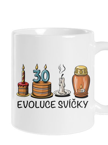 Evoluce svíčky klasický hrnek White