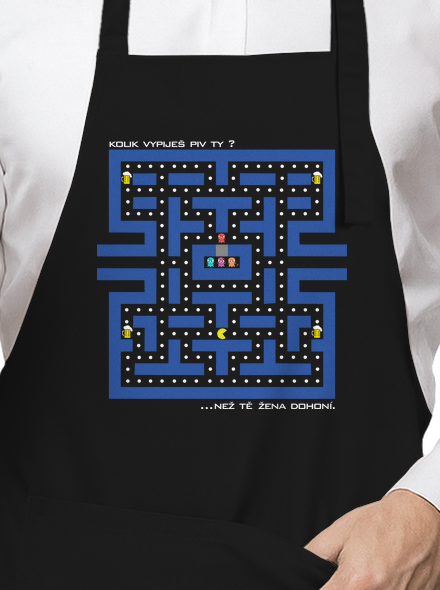 Pac-Man pivo zástěra Black