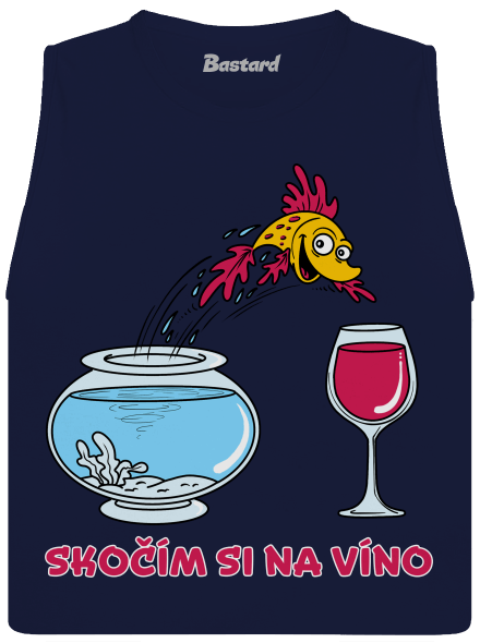 Skočím si na víno dámské tílko volné Navy