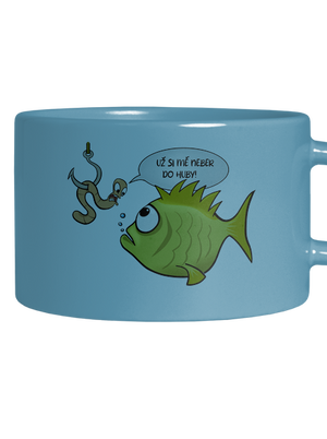 Ryba a žížala hrnek makronka Blue Macaron