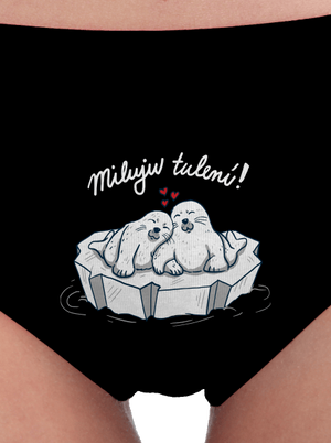 Miluju tulení dámské kalhotky Black