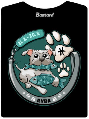 Psí horoskop: Ryba dámské tričko s lemem Black