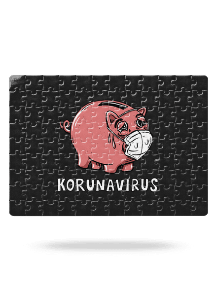 Korunavirus v kasičce puzzle White