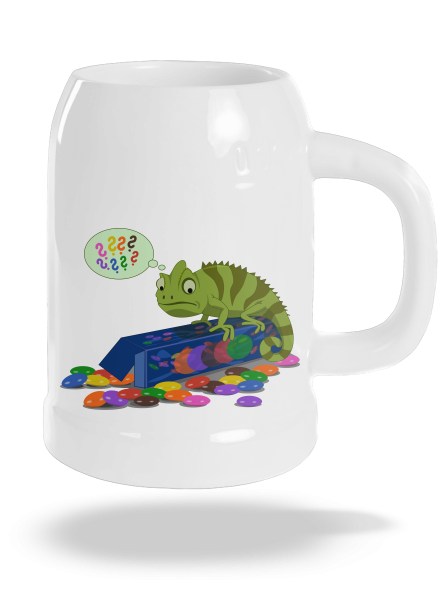 Zmatený chameleon půllitr White