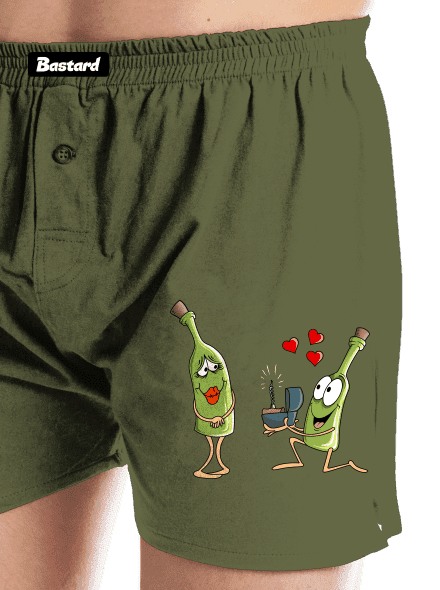 Láska k vínu pánské trenky Khaki