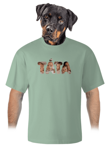 Nápis táta z vlastních fotek unisex tričko oversized Sage