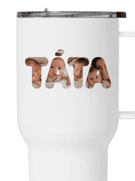 Nápis táta z vlastních fotek termohrnek White