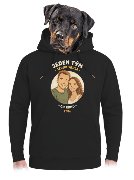 Jeden tým z vlastní fotky unisex mikina premium Dark Black