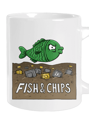 Fish and IT chips velký hrnek White