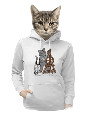 Kočka přede dámská mikina klokanka White