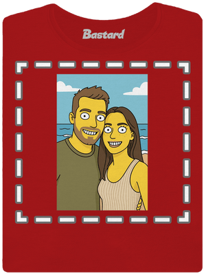 Simpsonovi z vlastní fotky dámské tričko premium Red Mal