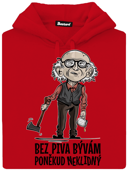 Neklidný bez piva pánská mikina klokanka Red