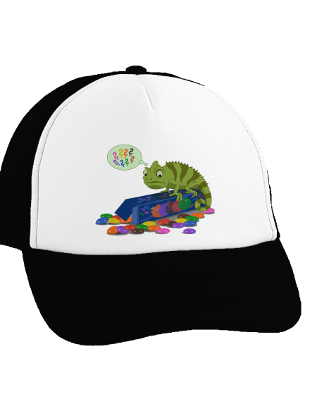 Zmatený chameleon kšiltovka truckerka Black cap