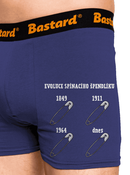 Evoluce spínacího špendlíku boxerky Blue Navy