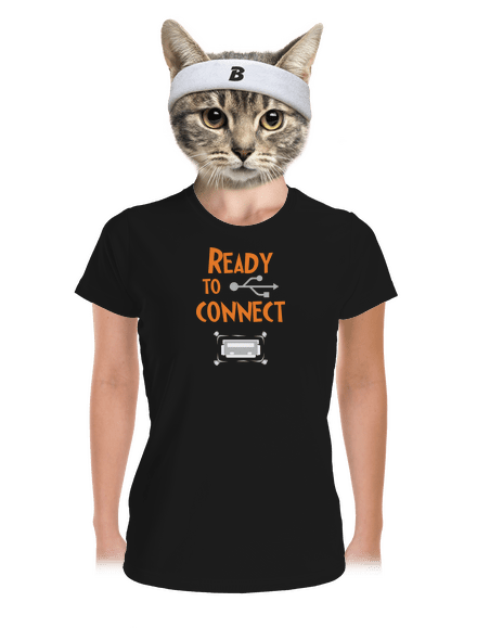 USB připojení dámské sportovní tričko Black