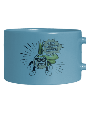 Antivirový hrdina hrnek makronka Blue Macaron