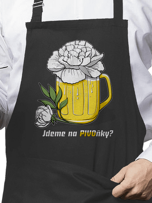 Pivoňky zástěra Dark Grey