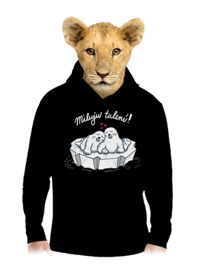 Miluju tulení dětská mikina klokanka Black