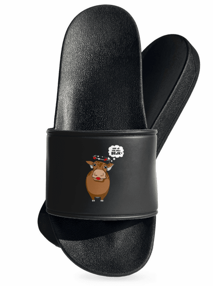 Kráva na pánském tričku pantofle Black