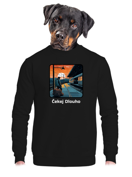 Čekej dlouho unisex mikina bez kapuce Black