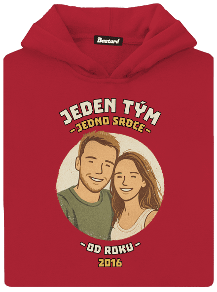 Jeden tým z vlastní fotky dětská mikina klokanka Fire Red