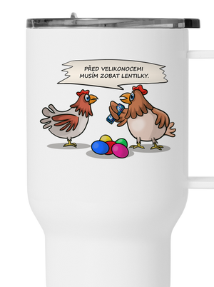 Slepice před Velikonocemi termohrnek White