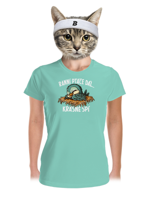 Ranní ptáče spí dámské sportovní tričko Mint Mal