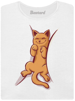 Spící kotě dámské tričko s lemem White