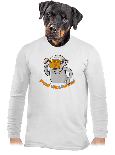 Pivní Halloween pánské dlouhý rukáv White
