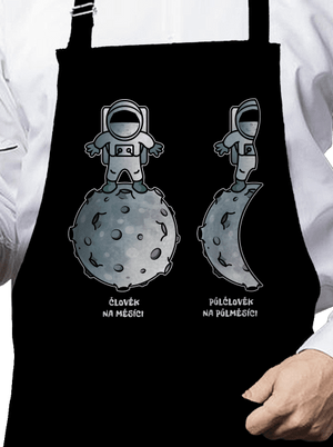 Půlčlovek na půlměsíci zástěra Black