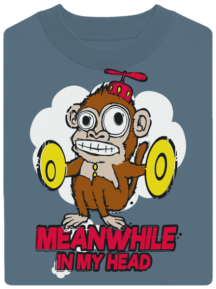 Monkey in my head unisex mikina bez kapuce Nordic Blue