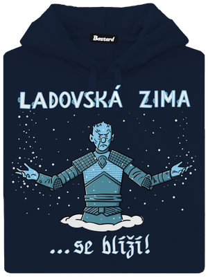 Ladovská zima se blíží pánská mikina klokanka Navy