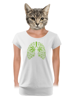 Ganja plíce dámské tričko s lemem White