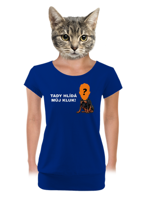 Tady hlídám já dámské tričko s lemem Royal Blue Mal
