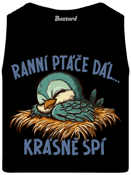 Ranní ptáče spí pánské tílko Black