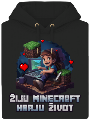 Žiju Minecraft unisex mikina premium Dark Black