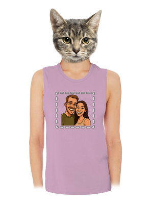 Karikatura z vlastní fotky dámské tílko volné Lilac