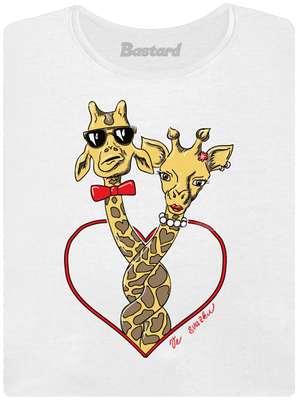 Žirafy ve svazku dámské tričko s lemem White