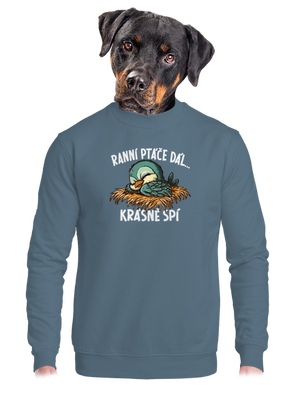 Ranní ptáče spí unisex mikina bez kapuce Nordic Blue