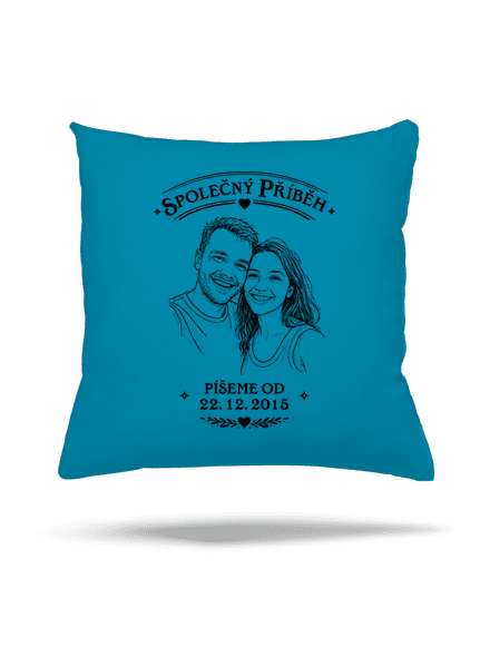 Společný příběh z vlastní fotky polštář Blue Turquoise