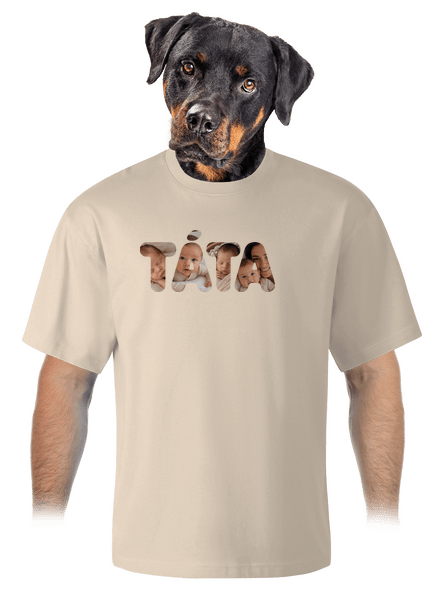 Nápis táta z vlastních fotek unisex tričko oversized Almond