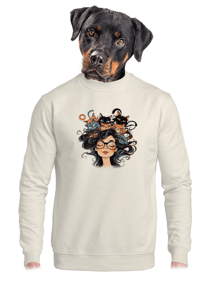 Kočičí dáma unisex mikina bez kapuce Off White